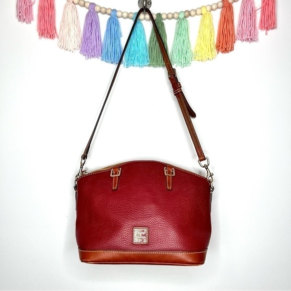 Dooney & Bourke Handbag Pebble Grain Leather Darcy Burgundy Satchel Crossbody - Picture 12 of 16